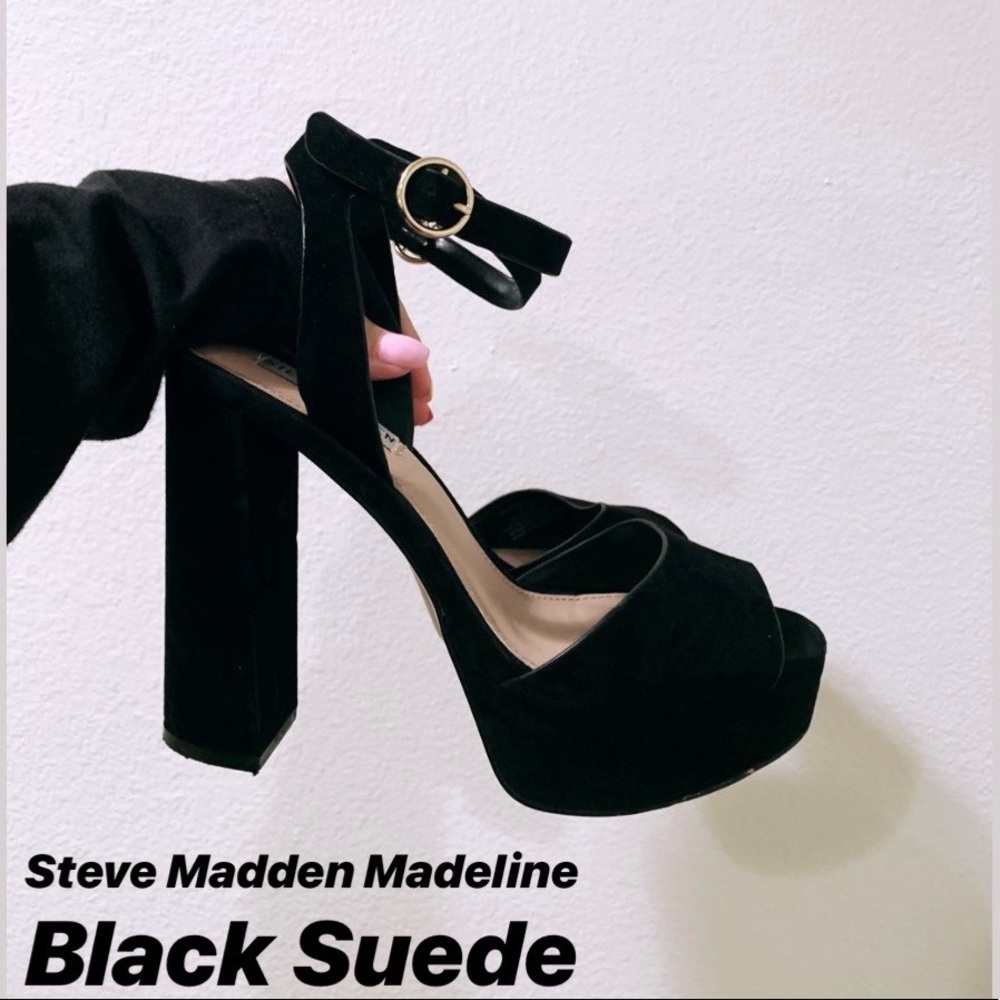 Steve Madden Madeline Heels Black Suede Size 7.5